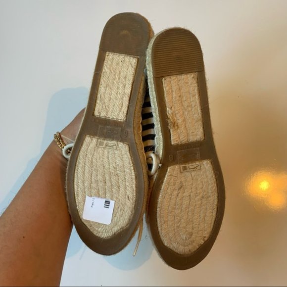 NEW J CREW Navy Striped Canvas Espadrille Sneakers 8 - Picture 5 of 7